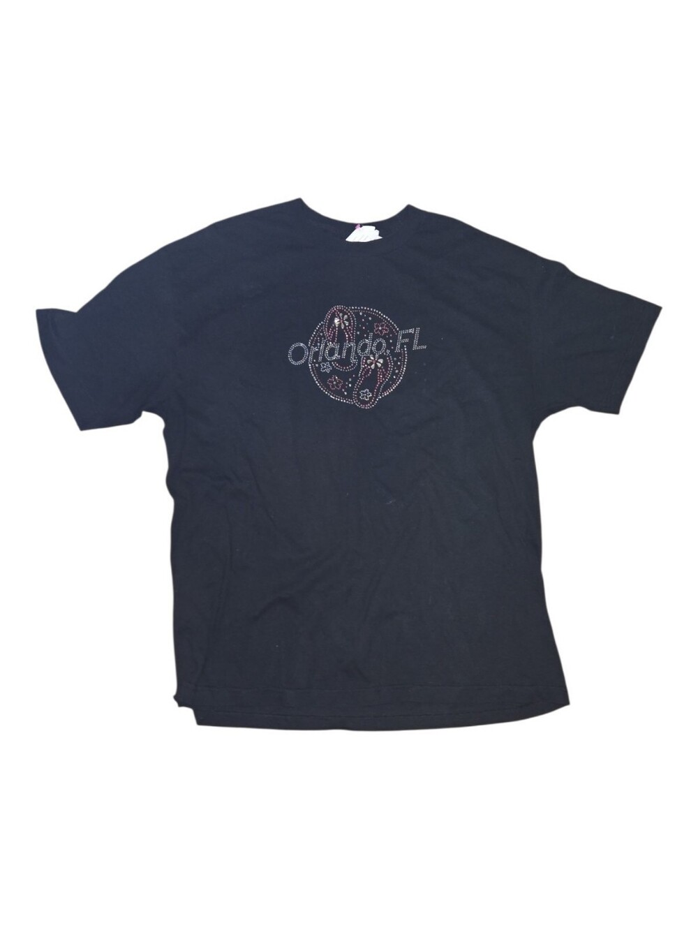 Black Short Sleeve Tee with Orlando FL Rhinestone
